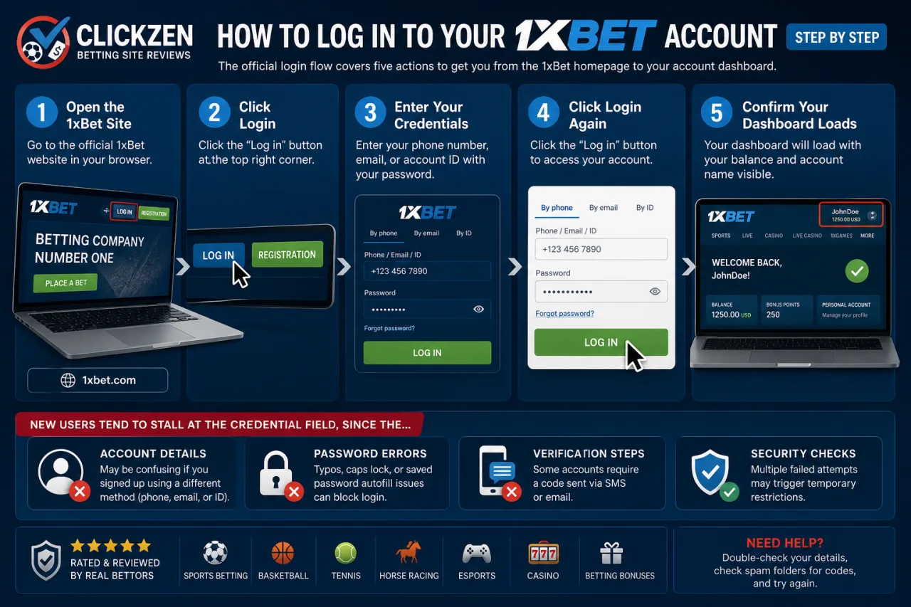 How to log in to your 1xBet account step by step