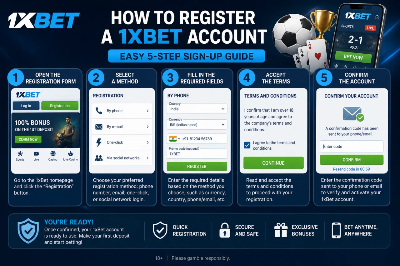 How to register a 1xBet account step by step