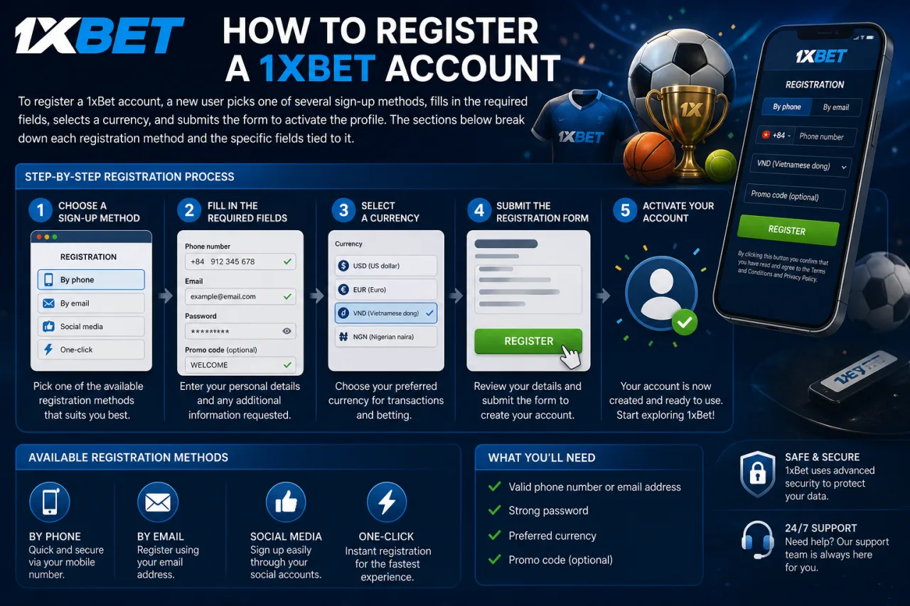 How to register a 1xBet account