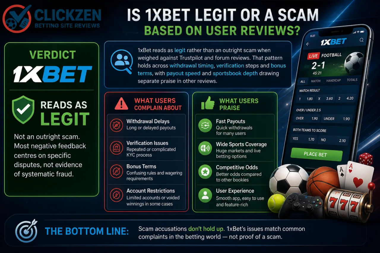 Is 1xBet legit or a scam based on user reviews