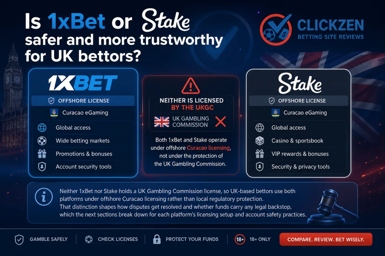 Is 1xBet or Stake safer and more trustworthy for UK bettors
