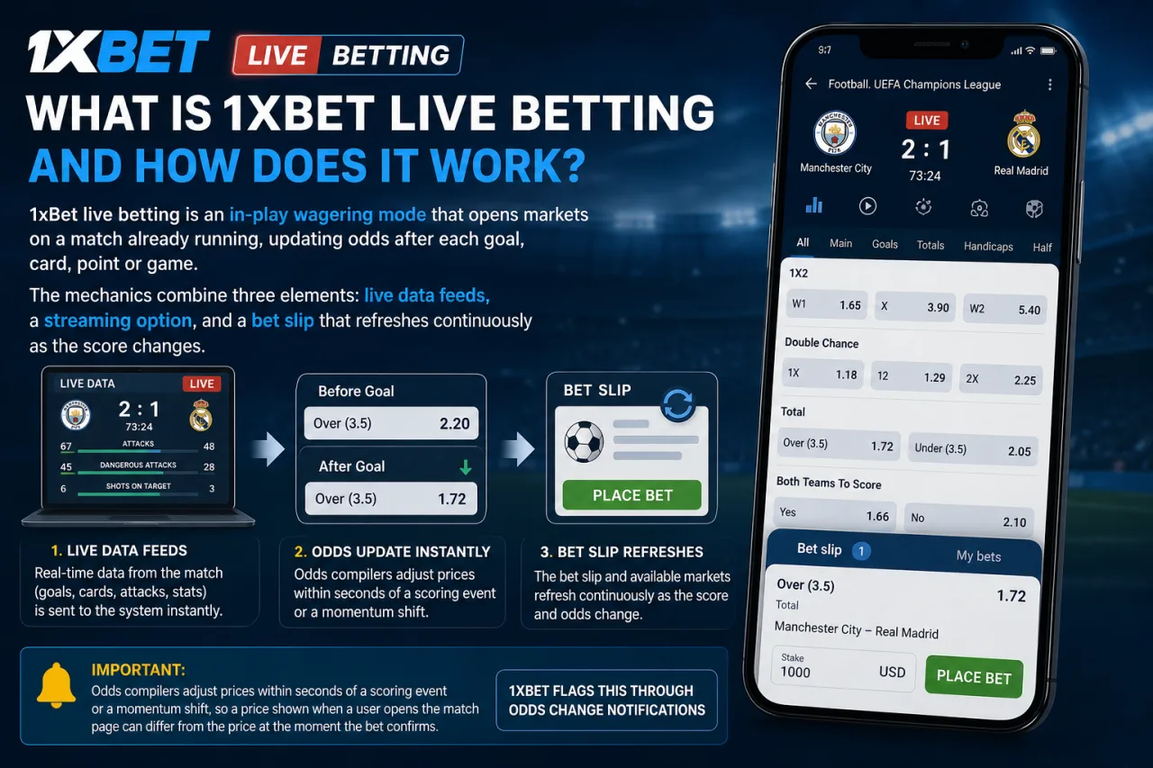 What is 1xBet live betting and how does it work