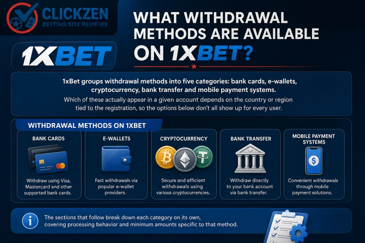 What withdrawal methods are available on 1xBet