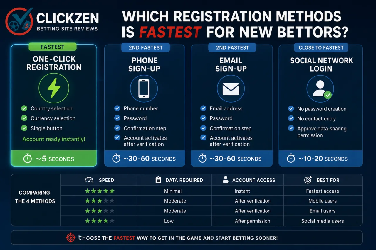 Which registration methods is fastest for new bettors